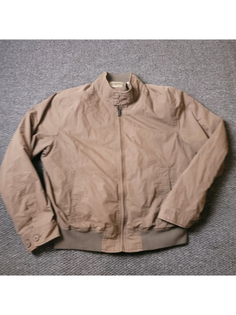 Dockers Bomber Jacket Mens L Large Cotton Nylon Beige Zip Up Plaid Lined